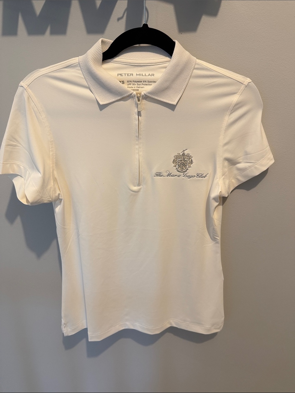 Peter Millar Short-Sleeve Zip Polo with Mar-a-Lago Club Crest